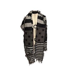 Love Of Fashion Black White American Flag Scarf Rustic Rebel Wrap New Tags